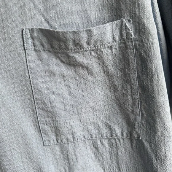 Axcess 100% Silk Shirt Mens Large Blue Stripe Short Sleeve Button Up - Picture 7 of 10